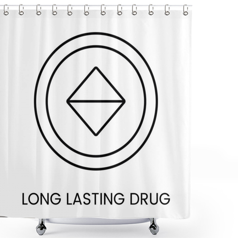 Personality  A Diamond Inside A Circular Frame Icon In Vector, Symbolizing Stability And Long Lasting Medication, With An Editable Stroke. Shower Curtains