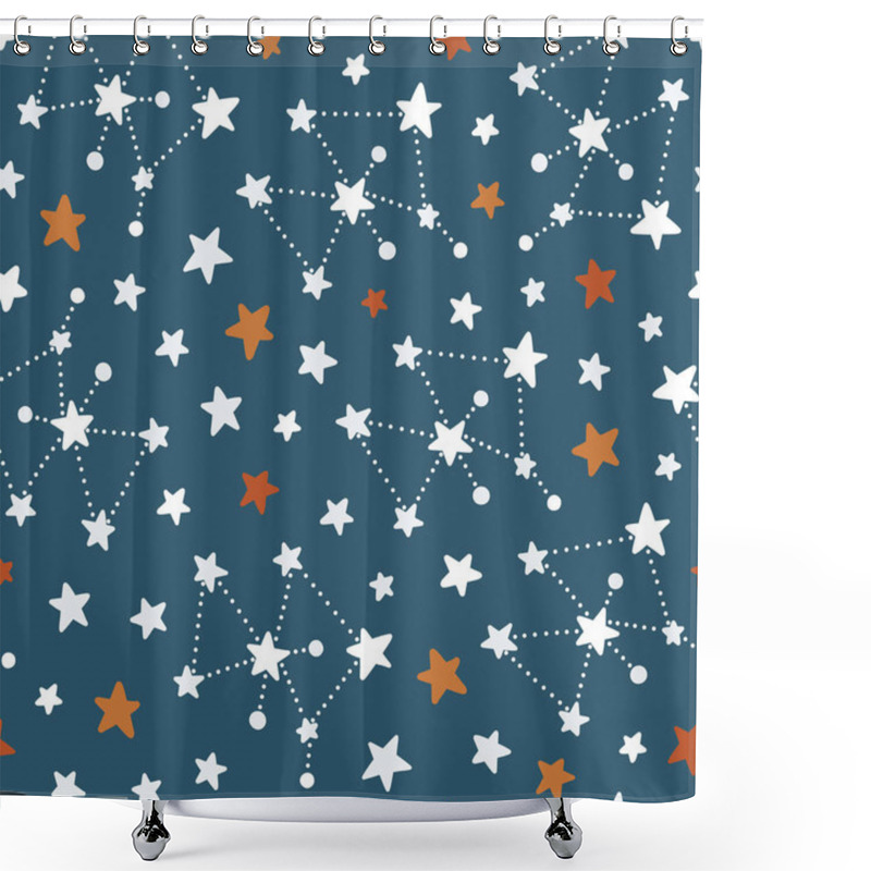 Personality  Stars And Constellations, Seamless Pattern. Shower Curtains