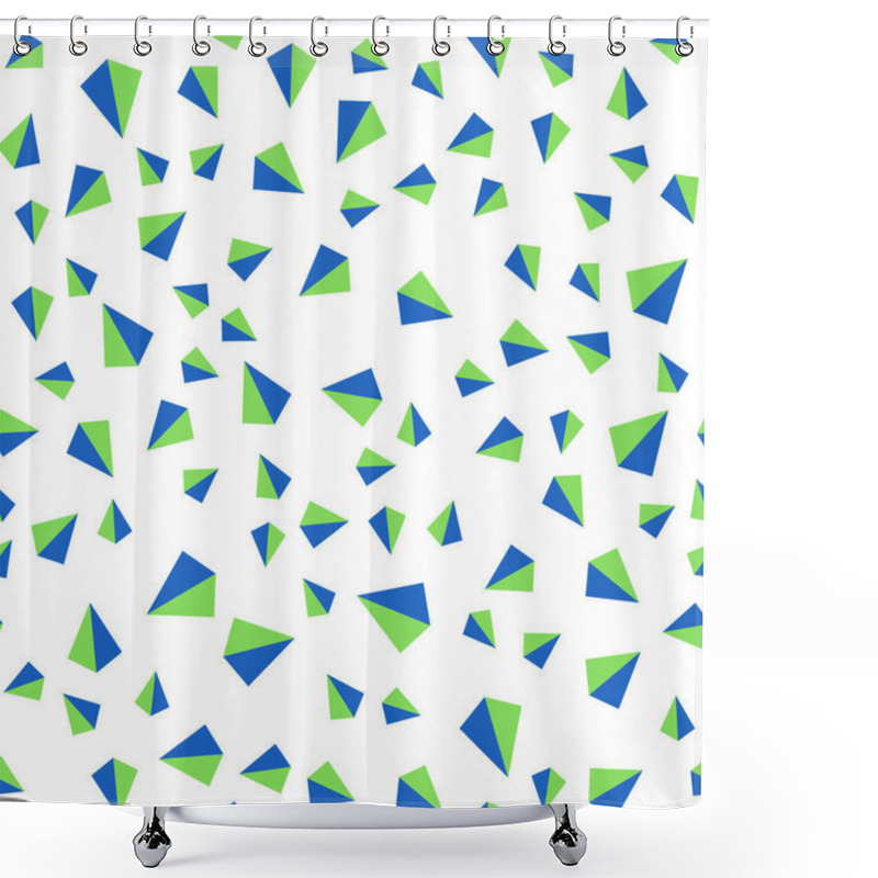 Personality  Light Blue, Green Vector Seamless, Isometric Backdrop With Lines, Triangles. Abstract Gradient Illustration With Triangles. Pattern For Design Of Fabric, Wallpapers. Shower Curtains