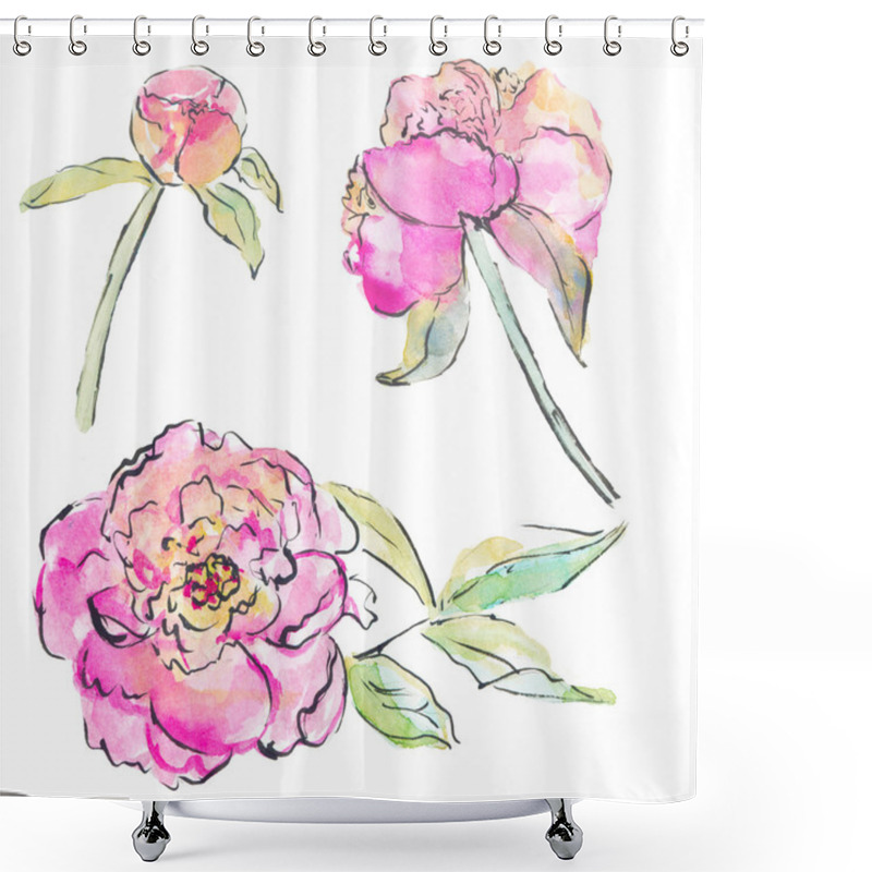 Personality  Peony Flower Blossoms Shower Curtains