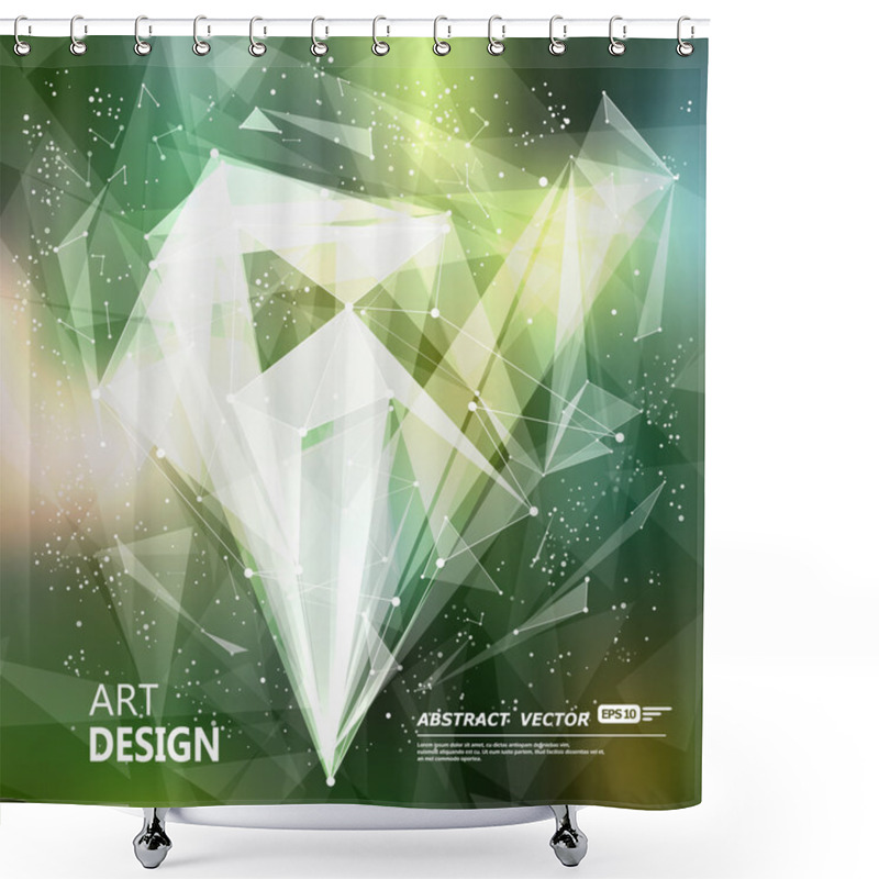 Personality  Abstract Composition, Green Font Texture, White Cybernetic Dot, Title Sequence, Wallpaper, Creative Figure, Intro Banner Form, Star, Point Surface, Outer Space Flyer Fiber, Neon Matrix, EPS10 Backdrop Shower Curtains