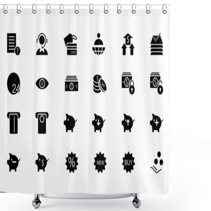 Personality  Finance Vector Solid Icons 10 Shower Curtains