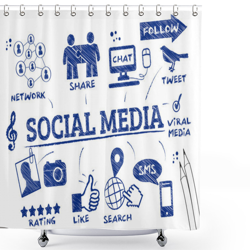 Personality  Social Media Scribble Shower Curtains