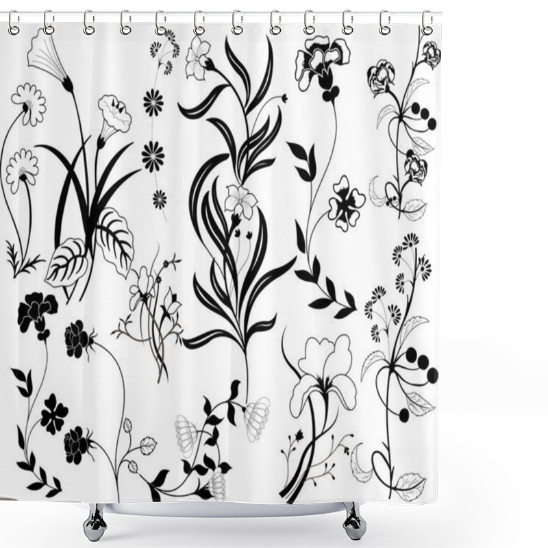 Personality  Beautiful Flowers Vector Shower Curtains