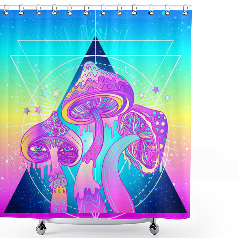 Personality  Three Magic Mushrooms  Shower Curtains