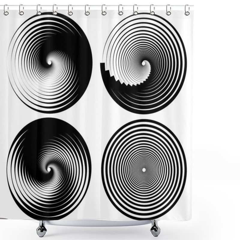 Personality  Abstract Spiral, Vortex Elements Set Shower Curtains