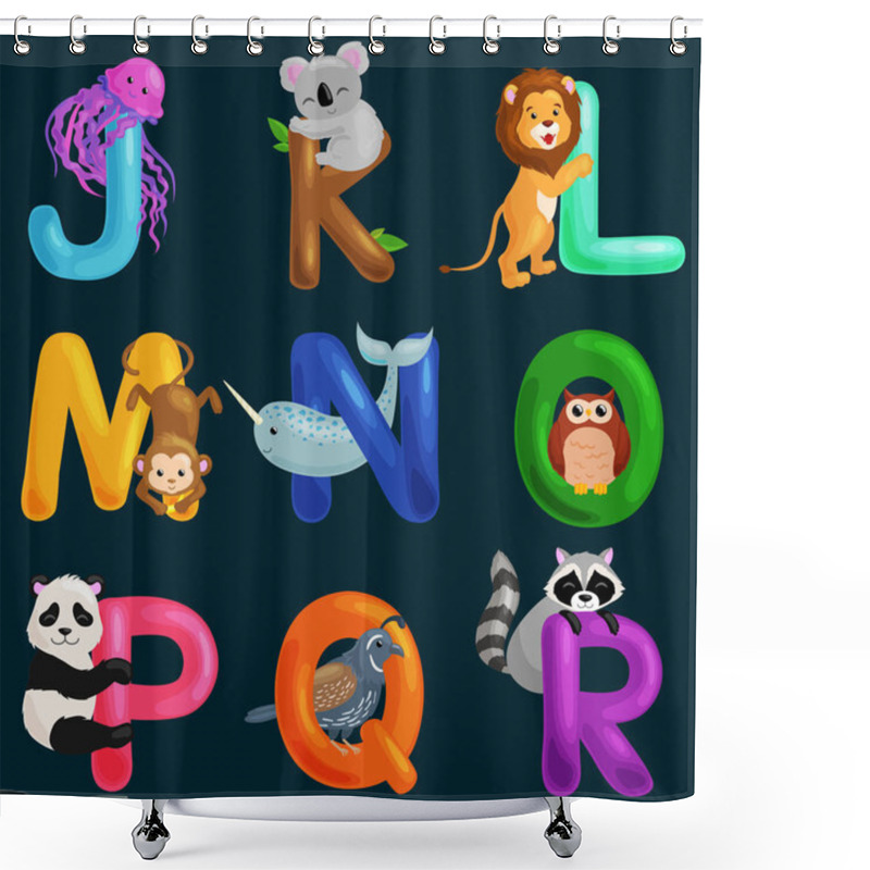 Personality  Animals Alphabet Set For Kids Abc Education In Preschool. Shower Curtains