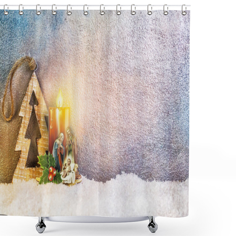 Personality  Nativity Under Snow Shower Curtains