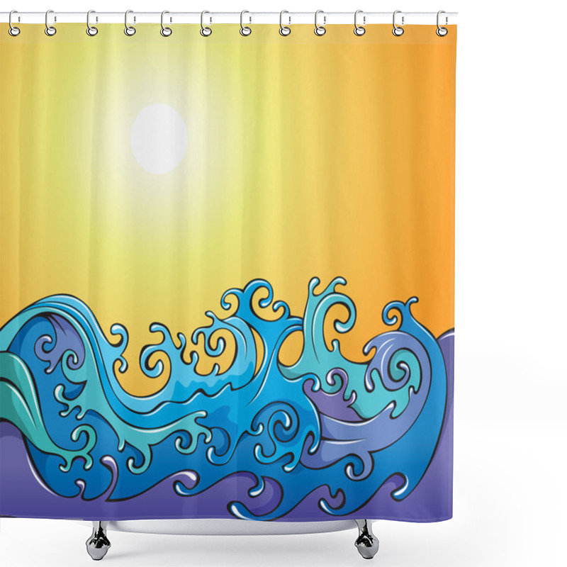 Personality  Sea Waves Background Shower Curtains