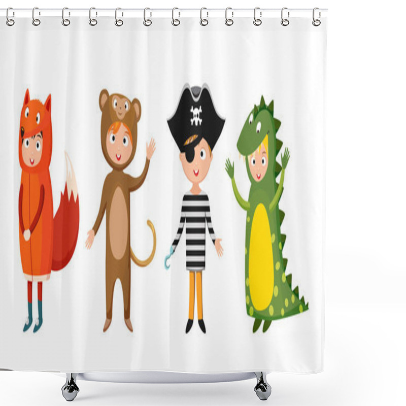 Personality  Kids Different Costumes Isolated Vector Illustration Shower Curtains