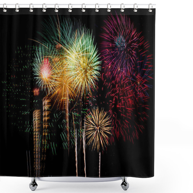 Personality  Fireworks Celebration At Night On  New Year And Copy Space Shower Curtains