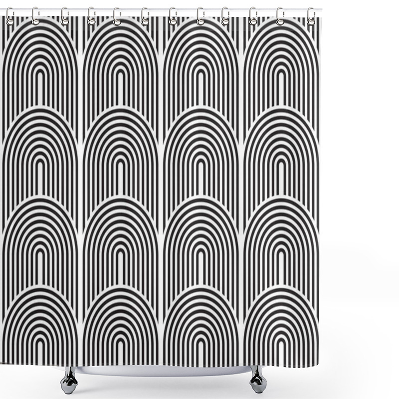 Personality  Vector Seamless Pattern. Modern Stylish Texture. Geometric Striped Ornament. Monochrome Linear Weaving. Shower Curtains