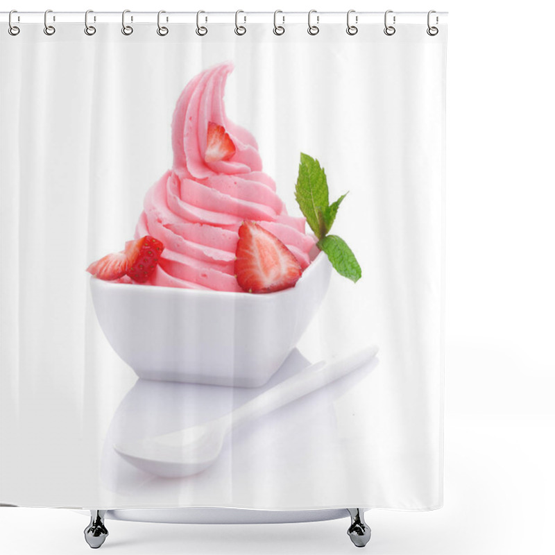 Personality  Frozen Strawberry Yogurt With With Fresh Fruits And Flavored Creamy Yoghurt Shower Curtains