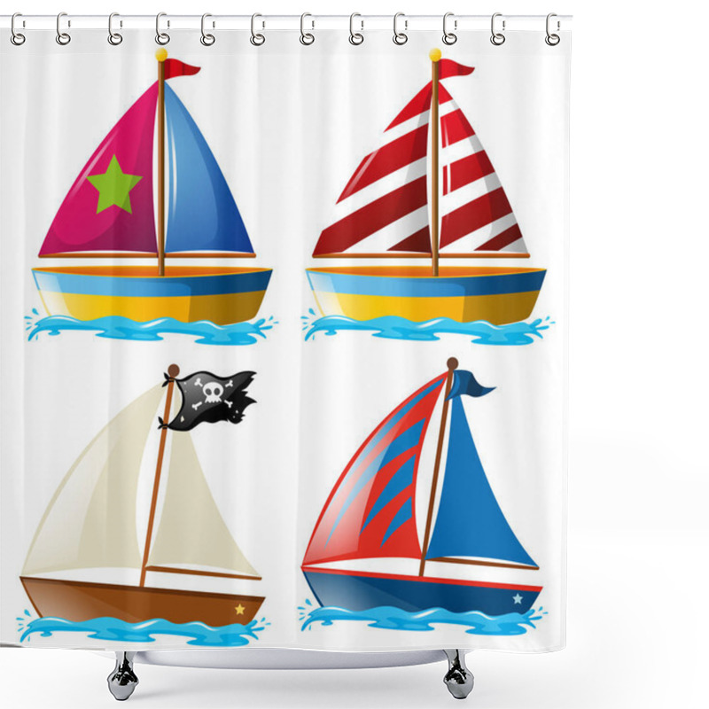 Personality  Four Designs Of Sailboats Shower Curtains