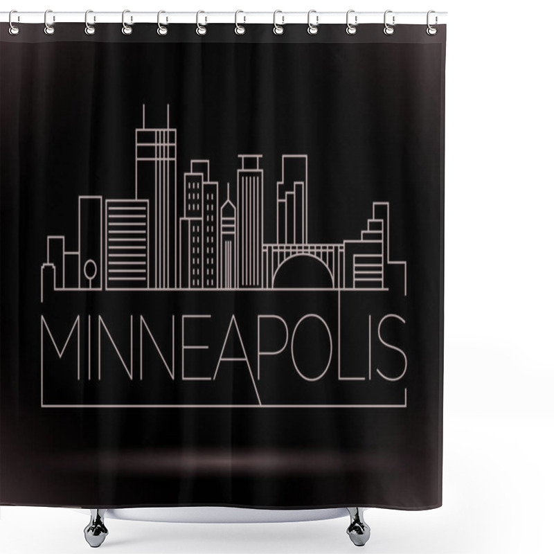 Personality  Minneapolis Linear City Skyline  Shower Curtains