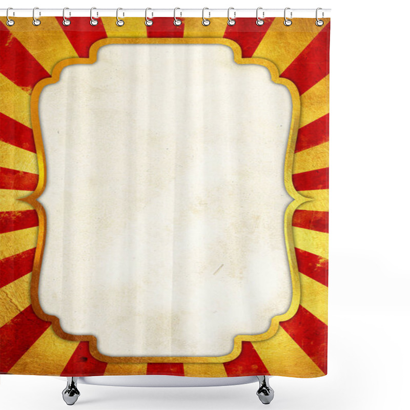 Personality  Vintage Circus Poster Blank Background - Circus Poster With An Old Paper Frame With Luxury Golden Edge Over A Golden Foil With Red Sunbeams Pattern, In Perfect Retro Style, Useful For Festivals, Shows, Events, Birthday Parties, Weddings, Theater Shower Curtains