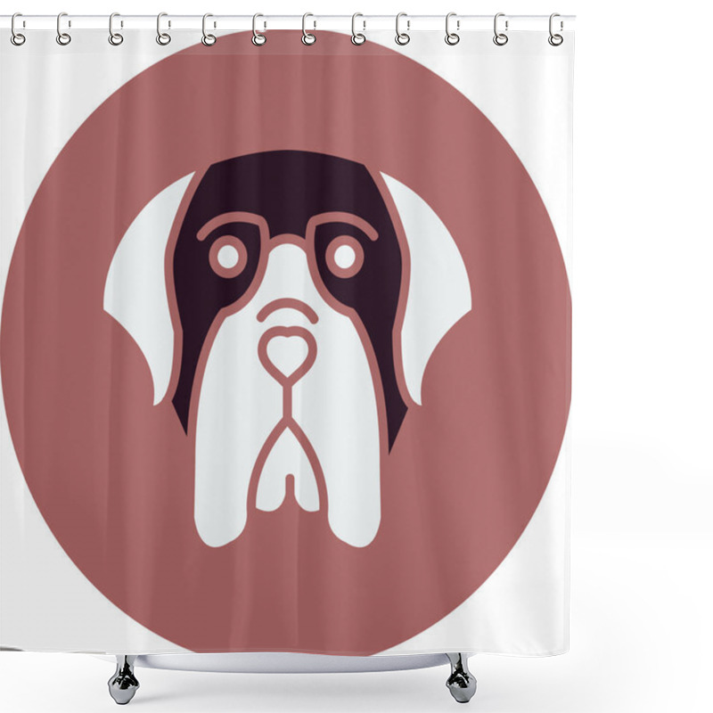 Personality  English Mastiff Dog Head Icon Vector Illustration Shower Curtains