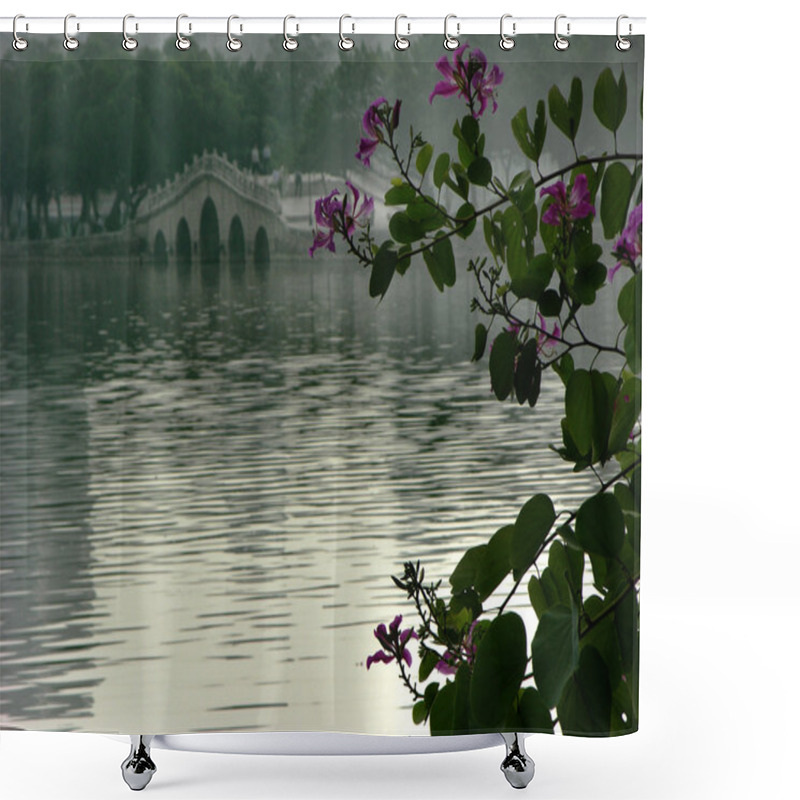 Personality  Hong Kong Orchid Tree, Chinese Bridge, Huizhou, China Shower Curtains