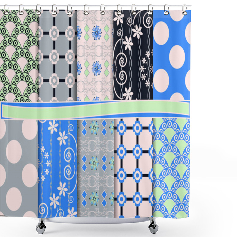 Personality  Vector Set Of Abstract Floral Scrapbook Paper Shower Curtains