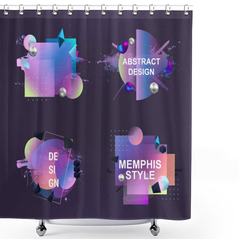 Personality  Abstract Memphis Art Forms For Design Advertising Shower Curtains