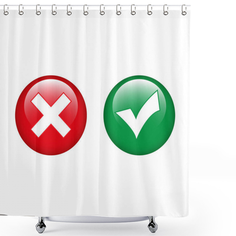 Personality  Illustration Of Icon Yes And No, Cross And A Tick In Green And Red Circle Shower Curtains