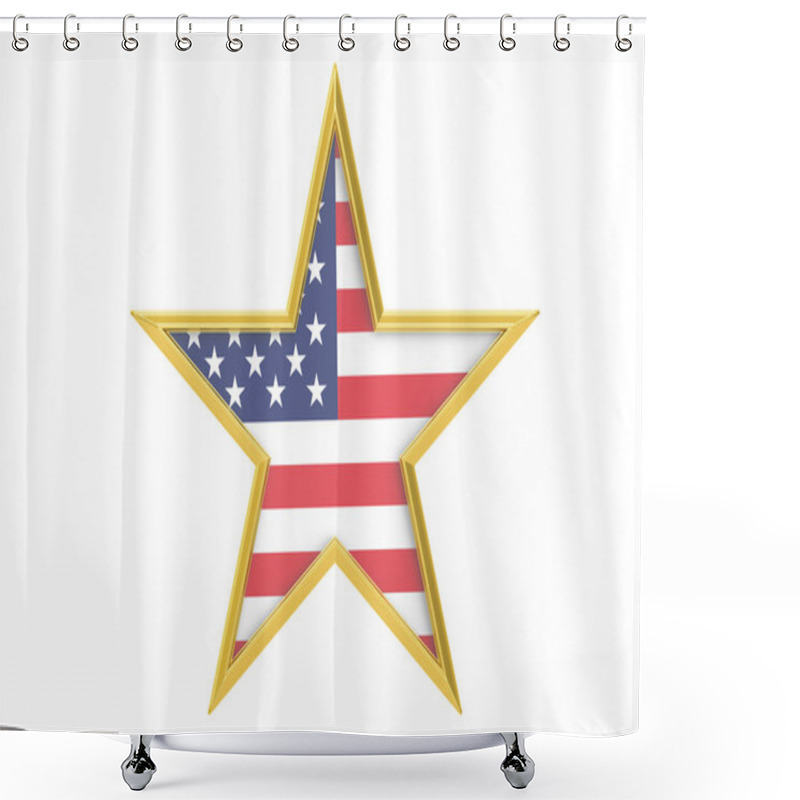 Personality  USA Holiday Concept, Stars With USA Flag, 3D Rendering Shower Curtains