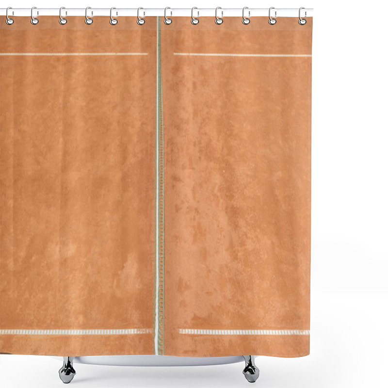 Personality  Texture Of Brown Tennis Court With Tennis Net For Game Shower Curtains