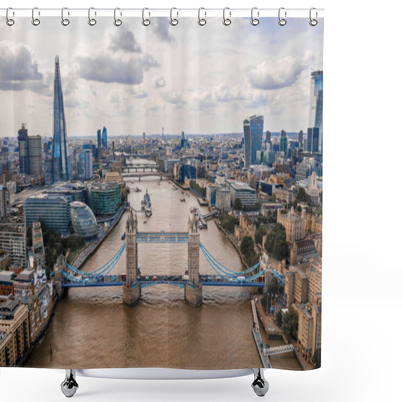 Personality  Elevated View Of The Financial District Of London Near The Tower Bridge Across River Thames. London. England. Shower Curtains