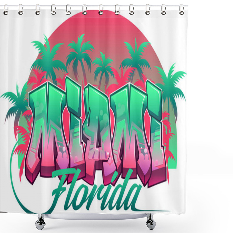 Personality  A Cool Genuine Wildstyle Graffiti Design - Miami Shower Curtains