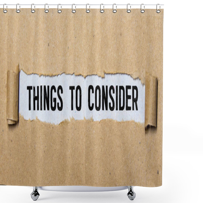 Personality  Word Writing Text Things To Consider. Business Concept For Think About Something Carefully In Order To Make Decision Cardboard Which Is Torn In The Middle Placed Above A Wooden Classic Table. Shower Curtains