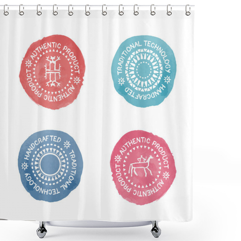 Personality  Set Of 4 Badges For Traditional, Authenti Or Handcrafted Products. Shower Curtains