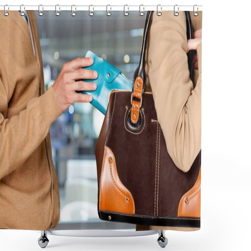 Personality  Hand Stealing Wallet From Bag Shower Curtains