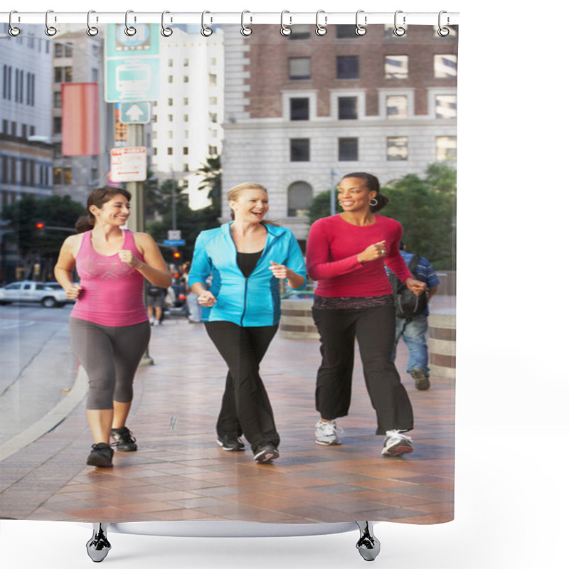 Personality  Group Of Women Power Walking On Urban Street Shower Curtains