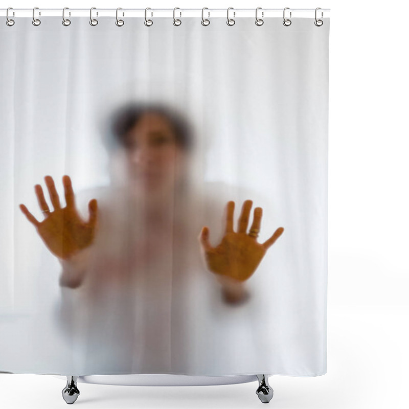 Personality  Shadowy Woman Figure Behind A Frosted Glass Shower Curtains