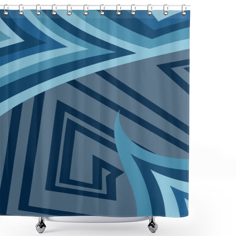 Personality  Abstract Background With Swirl Curly Ornament On Geometric Stripes Texture. Collage Of Stripes Texture With Decorative Curl Curves Shapes Ornament. Shower Curtains