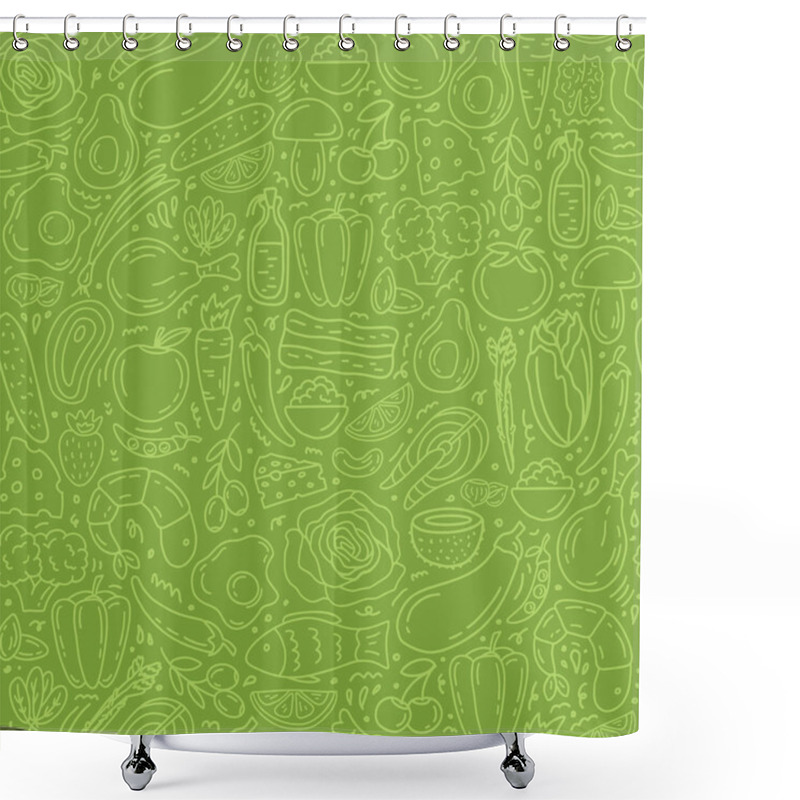 Personality  Healthy Food Seamless Pattern Shower Curtains