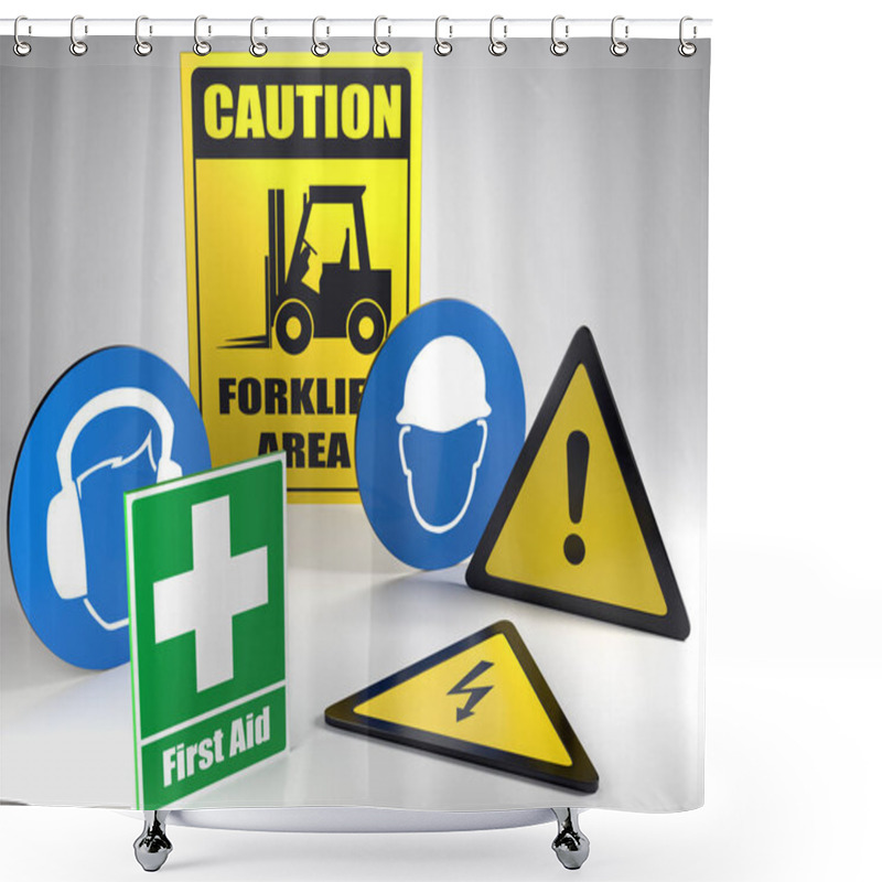 Personality  Safety At Work Signs Shower Curtains