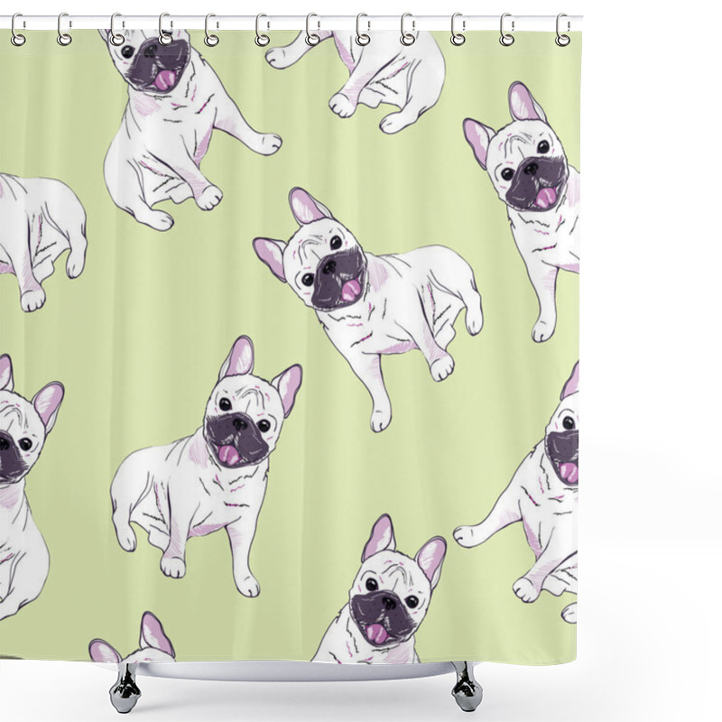 Personality  Bulldogs Seamless Pattern Shower Curtains