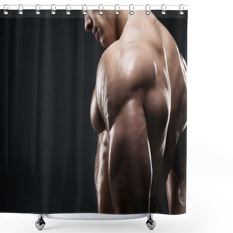 Personality  Muscled Male Model Showing His Back Shower Curtains