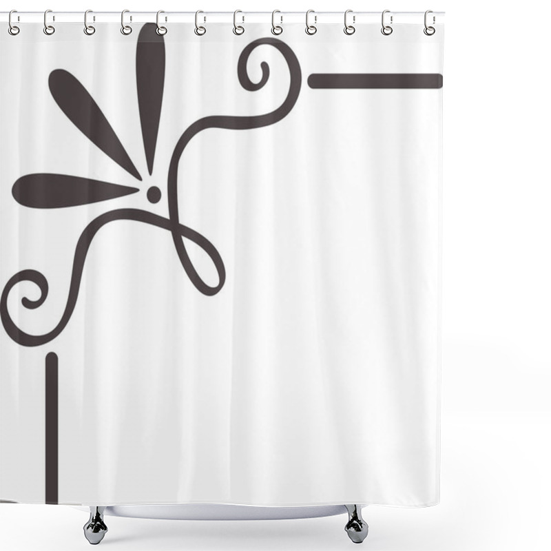 Personality  Elegant Corner Design Featuring Floral Motifs, Swirls, And Lines, Creating A Sophisticated And Decorative Element For Various Design Projects Shower Curtains