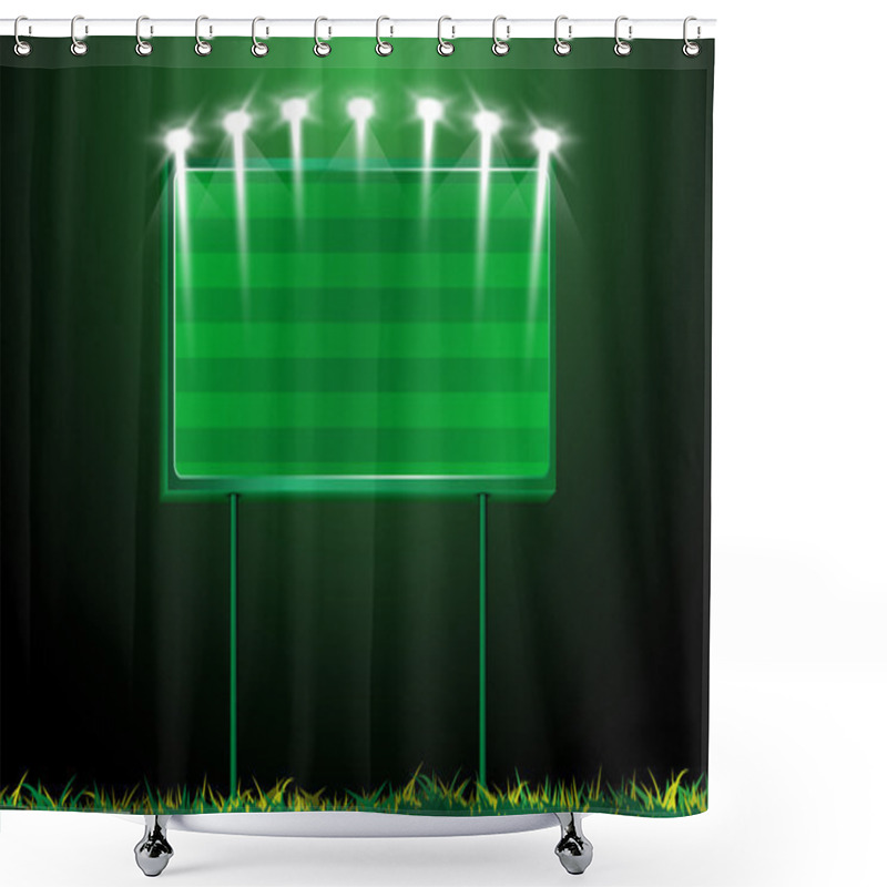 Personality  Scoreboard And Grass Background Shower Curtains