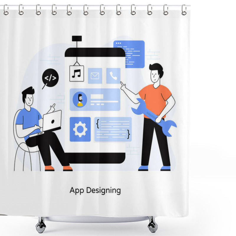 Personality  Online Search Concept. Vector Illustration Shower Curtains