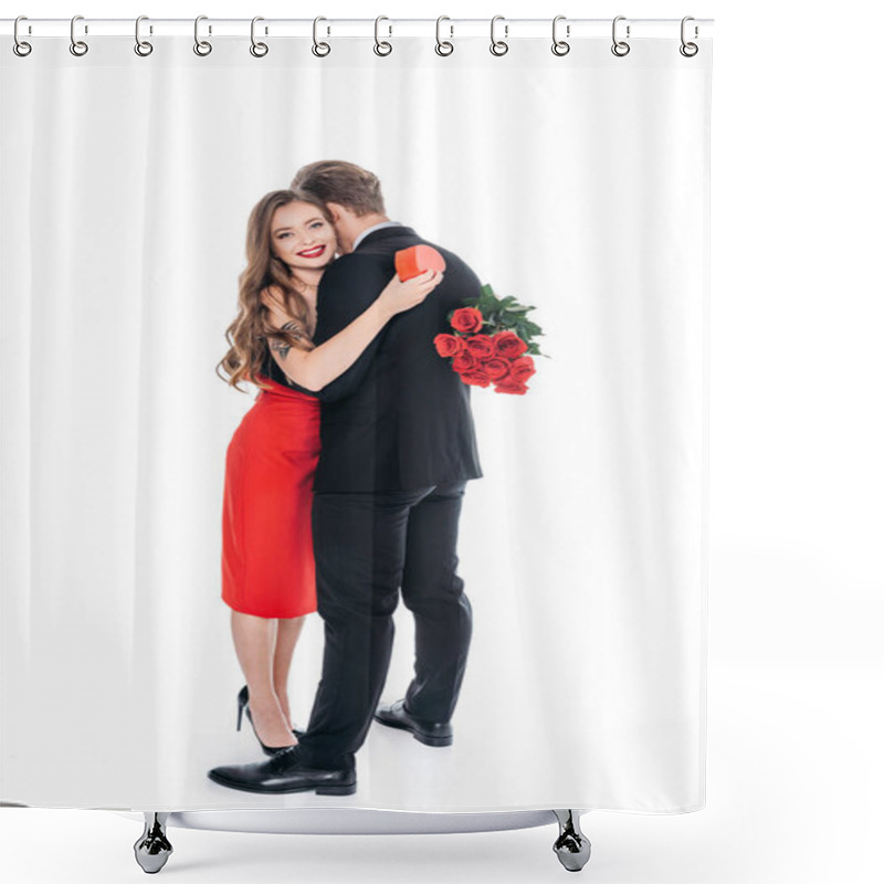 Personality  Couple With Roses And Gift Box Shower Curtains