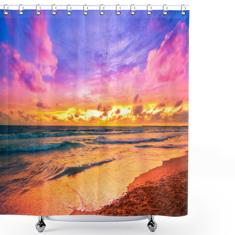 Personality  Sunset On Beach Shower Curtains