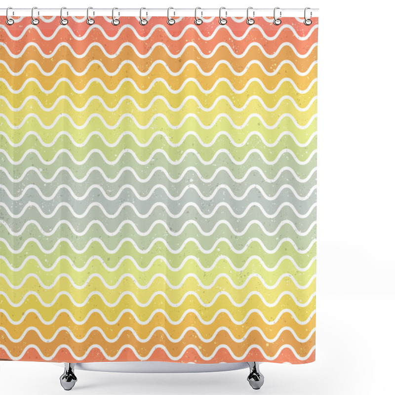 Personality  Seamless Gradient Wave Pattern Shower Curtains