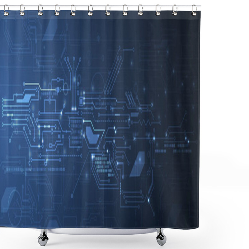 Personality  Abstract Circuit Board Futuristic Technology Processing Backgrou Shower Curtains