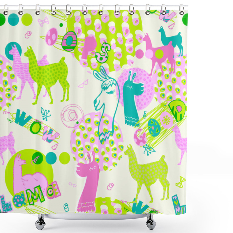 Personality  Seamless Pattern With Llama Shower Curtains