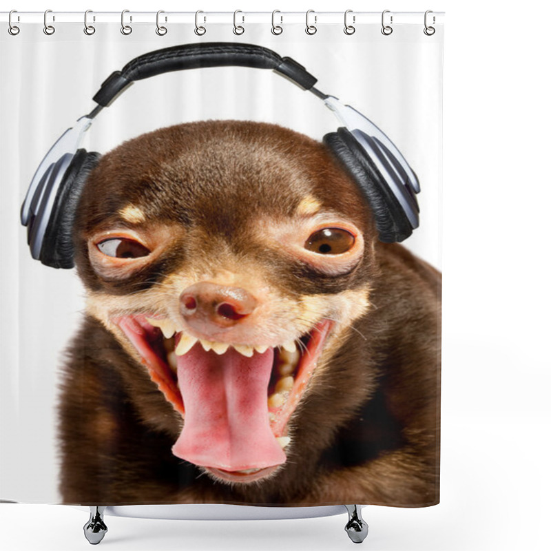 Personality  Ridiculous Dog DJ. Shower Curtains