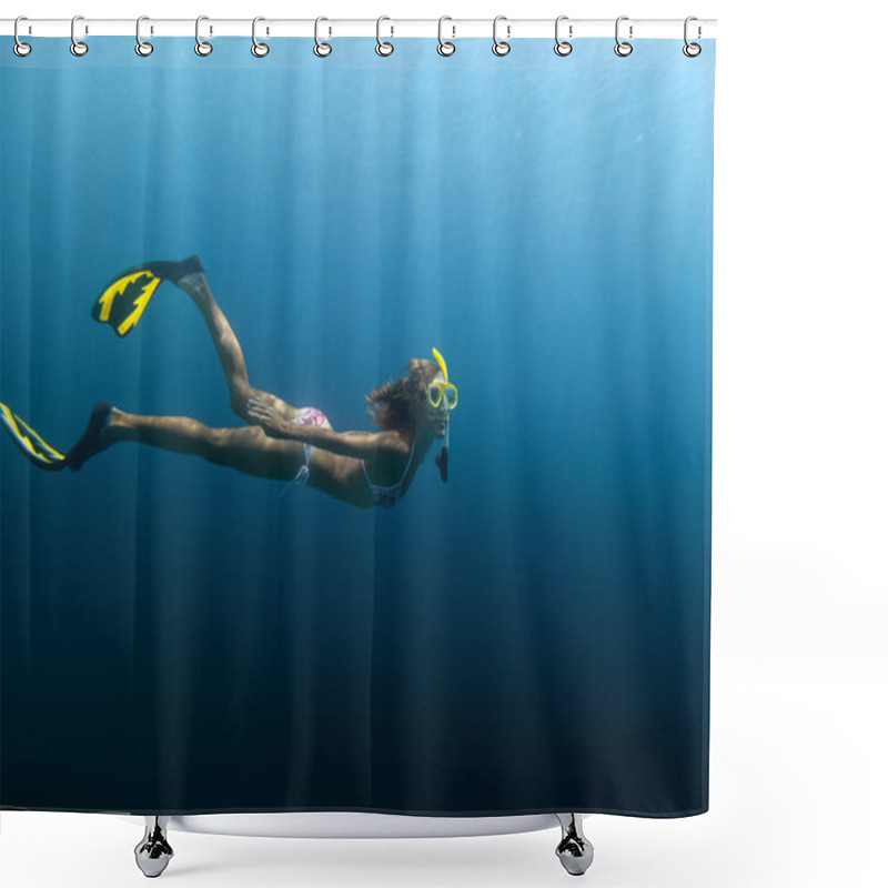 Personality  Skin Diving In The Ocean Shower Curtains