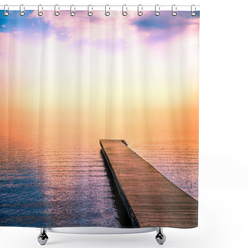 Personality  Tranquil Scene Of A Pier In The Sea With Fog Shower Curtains